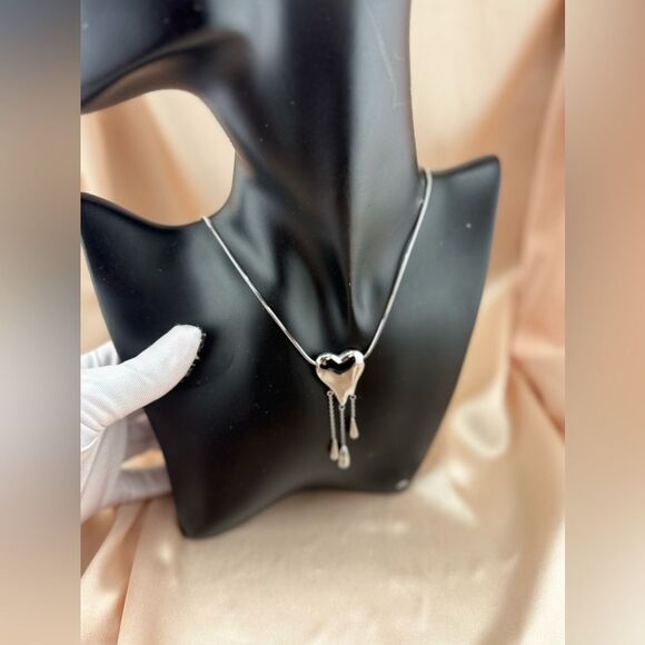 Silver Stainless Steel Heart Necklace – Elegant & Romantic - Picture 9 of 14